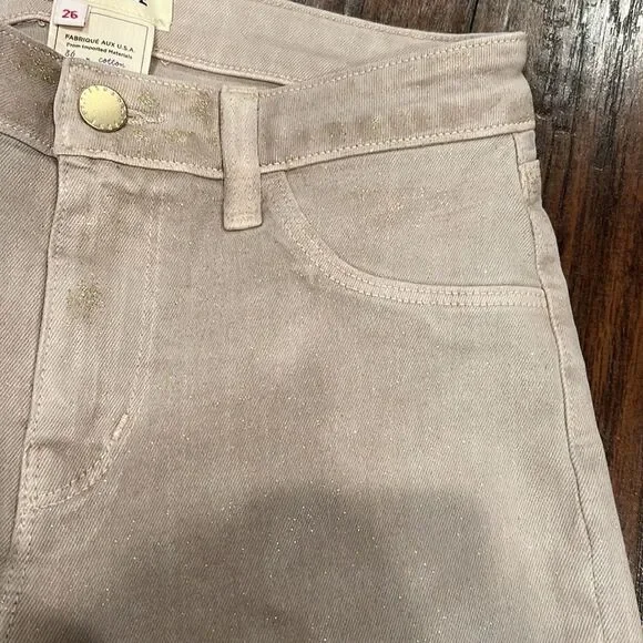 L’AGANCEMargot Skinny Jeans tan color with glitter high rise size 26